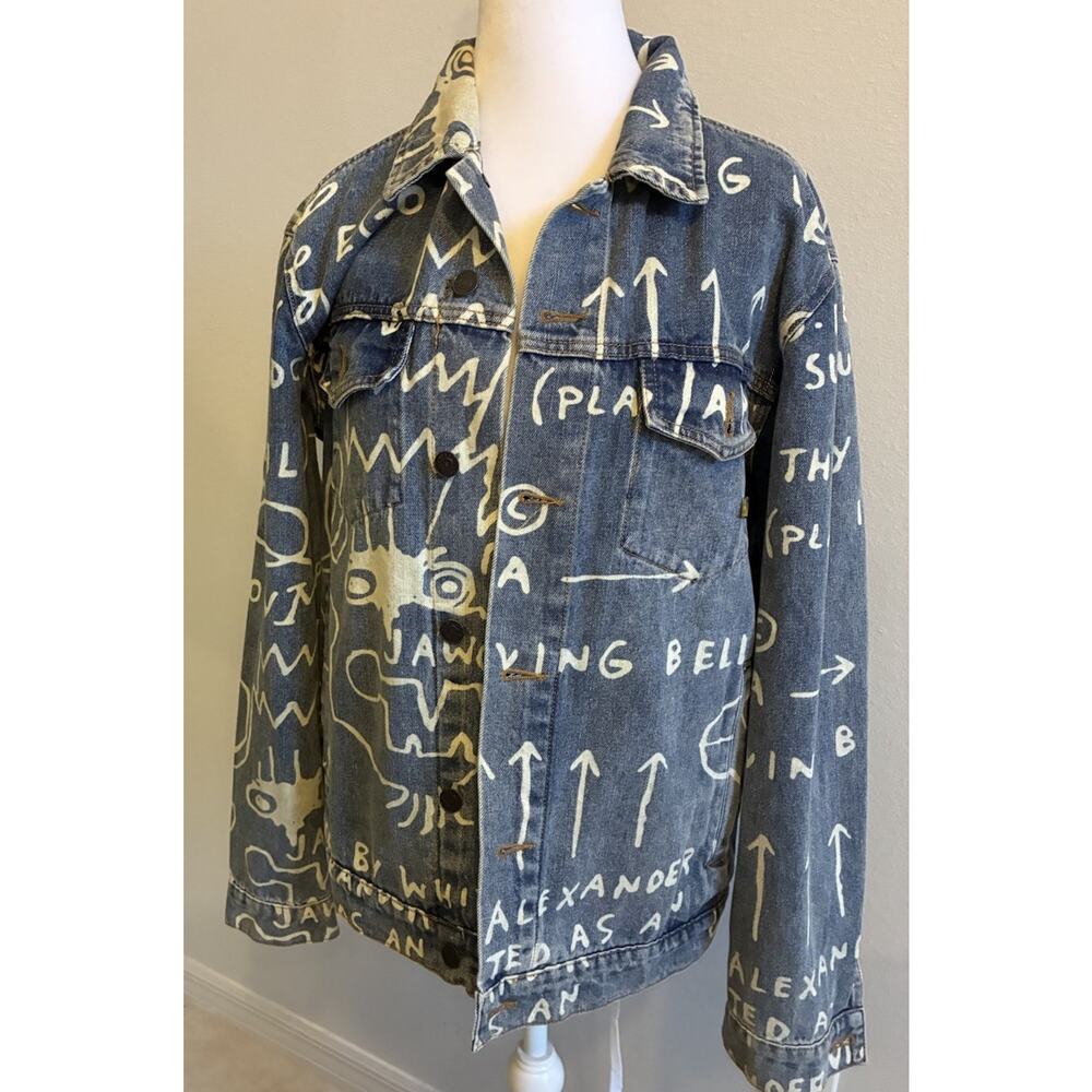 Diamond Supply X Basquiat Doodle Denim Jacket Limited All Over Graphic Print S - Picture 2 of 16